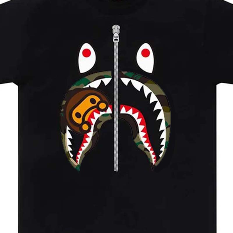BAPE 1st Camo Milo Shark Tee 鯊魚 綠迷彩 短袖 黑色 RAY-44 [台灣現貨]