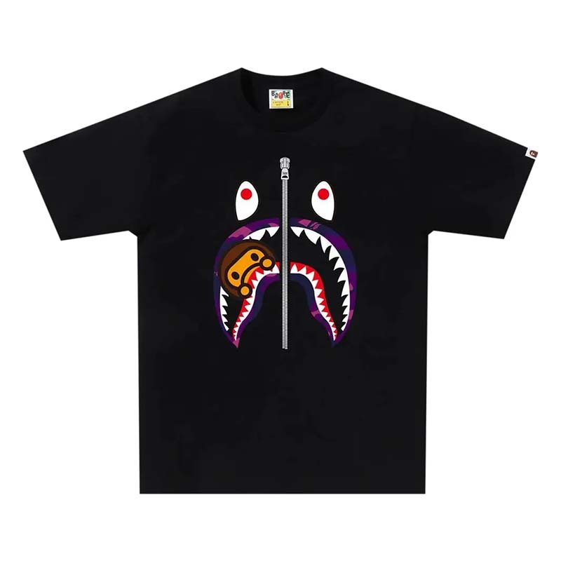 BAPE Color Camo Milo Shark Tee 鯊魚 紫迷彩 短袖 黑色 RAY-42 [台灣現貨]