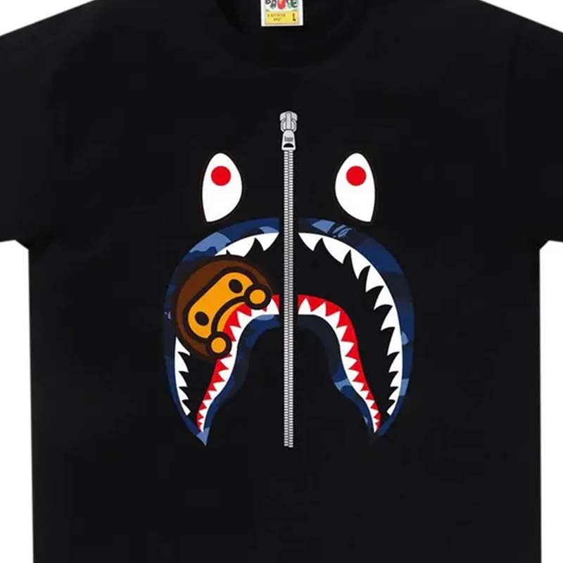 BAPE Color Camo Milo Shark Tee 鯊魚 藍迷彩 短袖 黑色 RAY-49 [台灣現貨]
