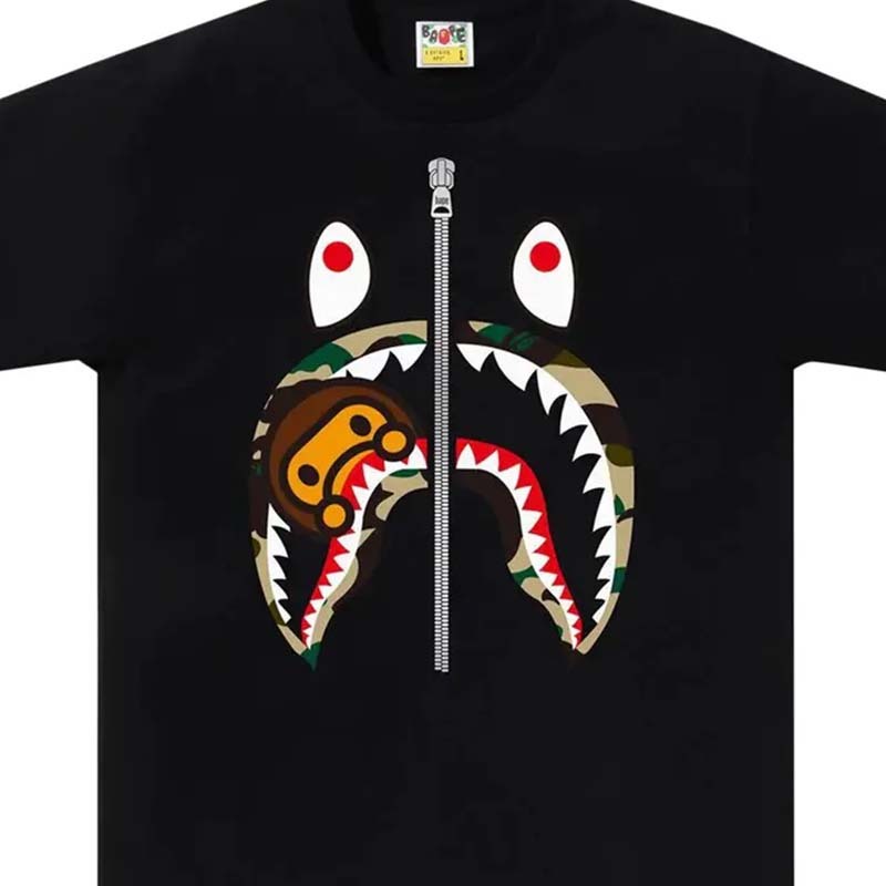 BAPE Color Camo Milo Shark Tee 鯊魚 黃迷彩 短袖 黑色 RAY-43 [台灣現貨]