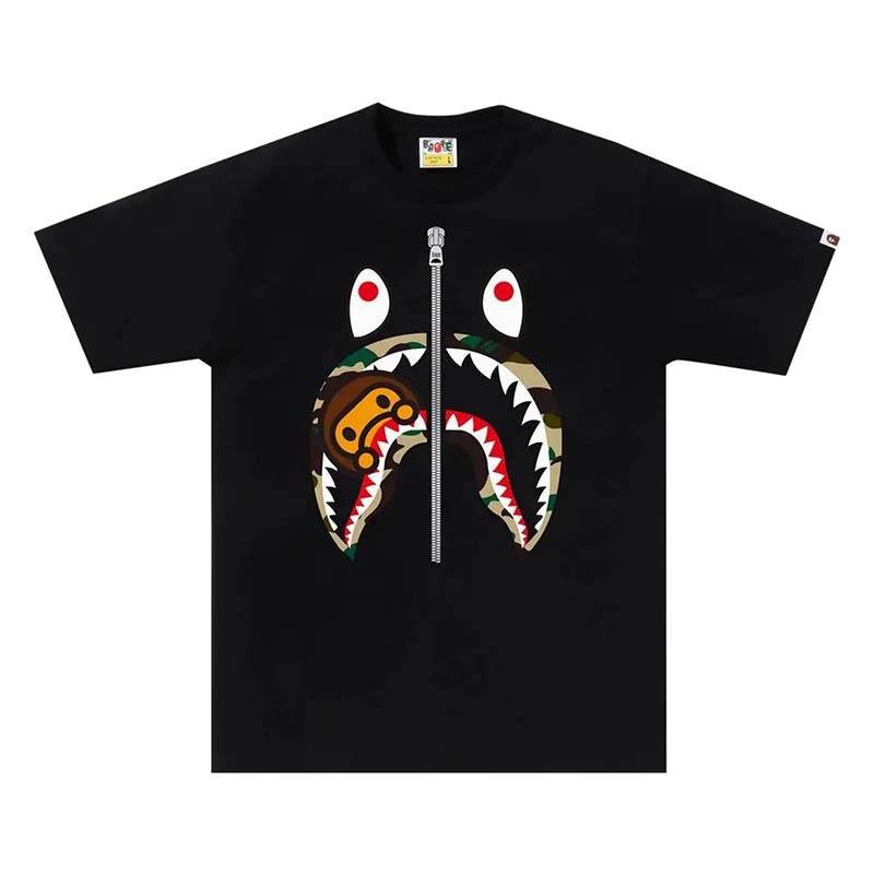 BAPE Color Camo Milo Shark Tee 鯊魚 黃迷彩 短袖 黑色 RAY-43 [台灣現貨]