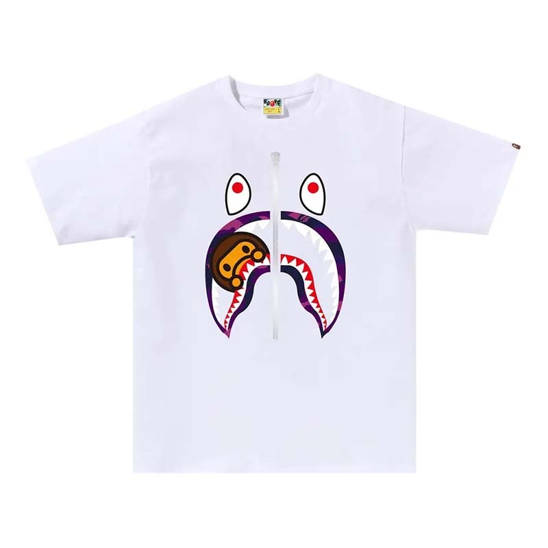 BAPE Color Camo Milo Shark Tee 鯊魚 紫迷彩 短袖 白色 RAY-47 [台灣現貨]