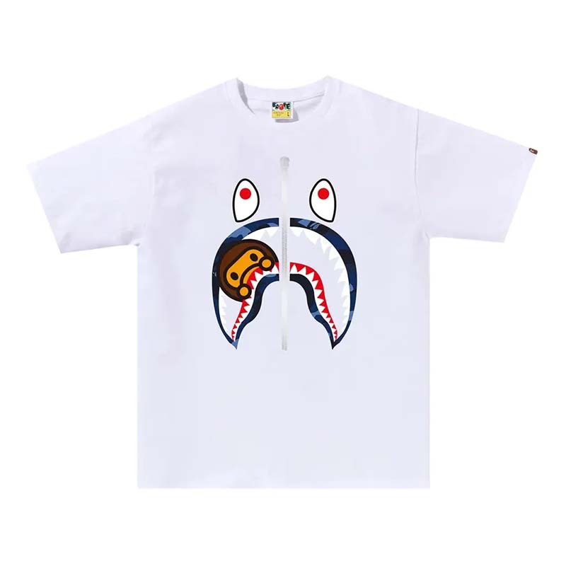BAPE Color Camo Milo Shark Tee 鯊魚 藍迷彩 短袖 白色 RAY-48 [台灣現貨]