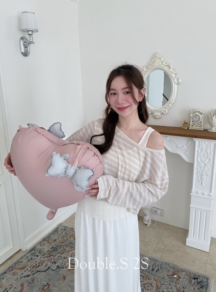軟綿條紋慵懶上衣兩件式*2色