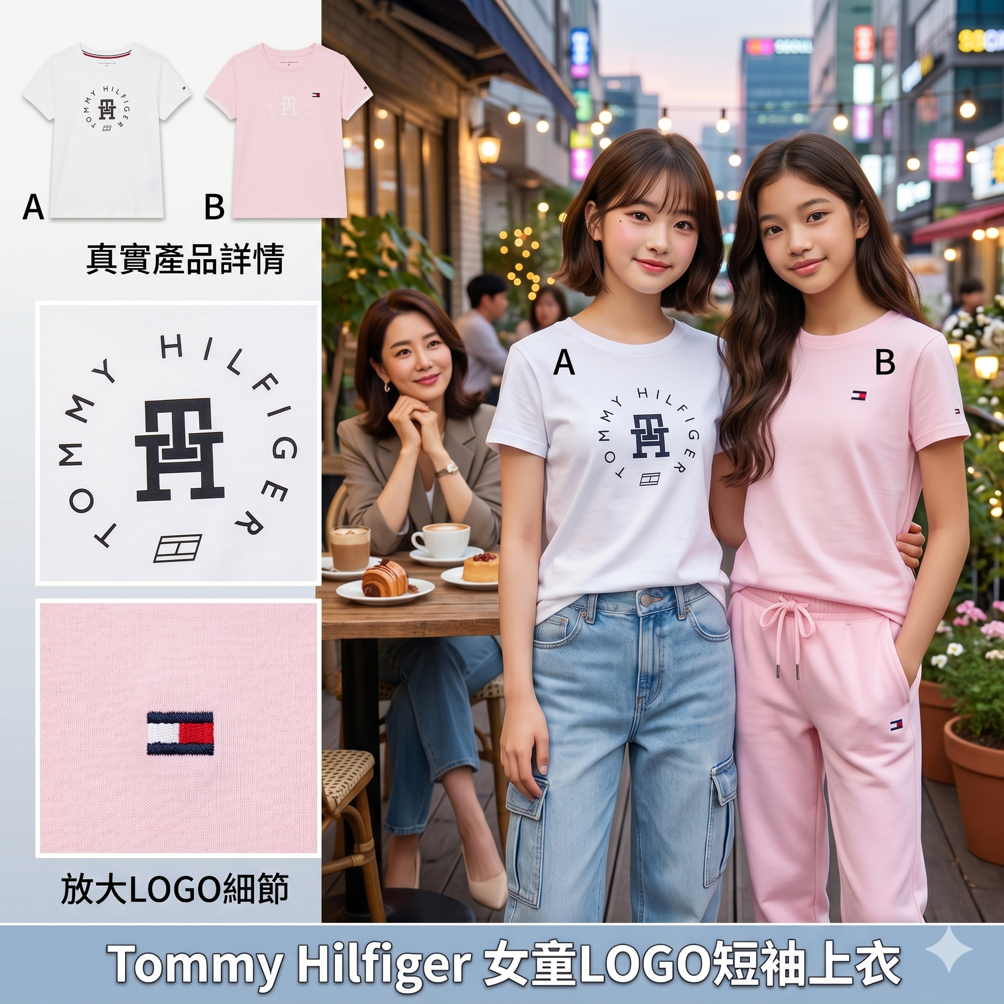 【預購】Tommy Hilfiger H051365 女童LOGO短袖上衣