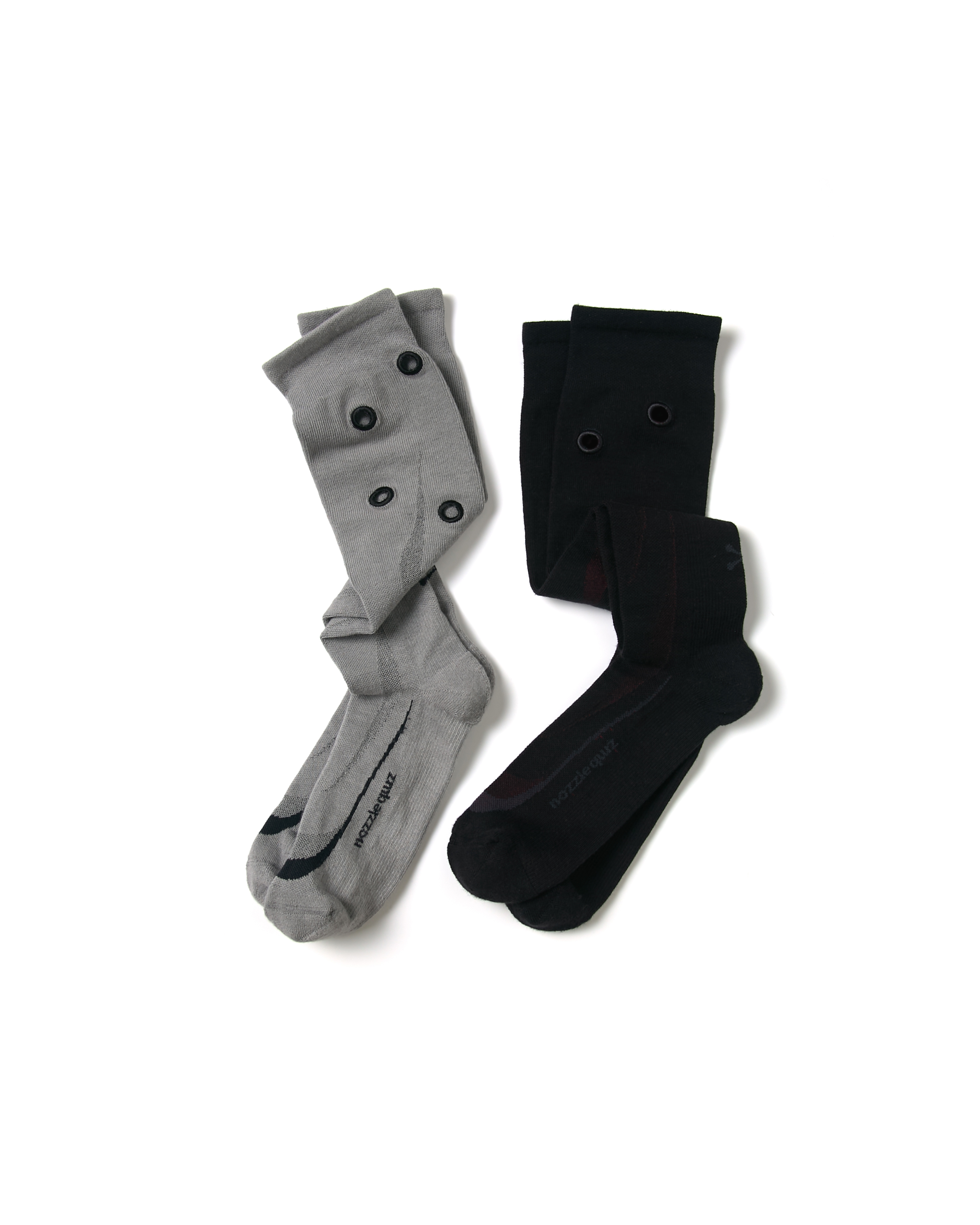 nozzle quiz®｜Eyelet Knee Socks 高筒襪 (赤墨/鐵灰)