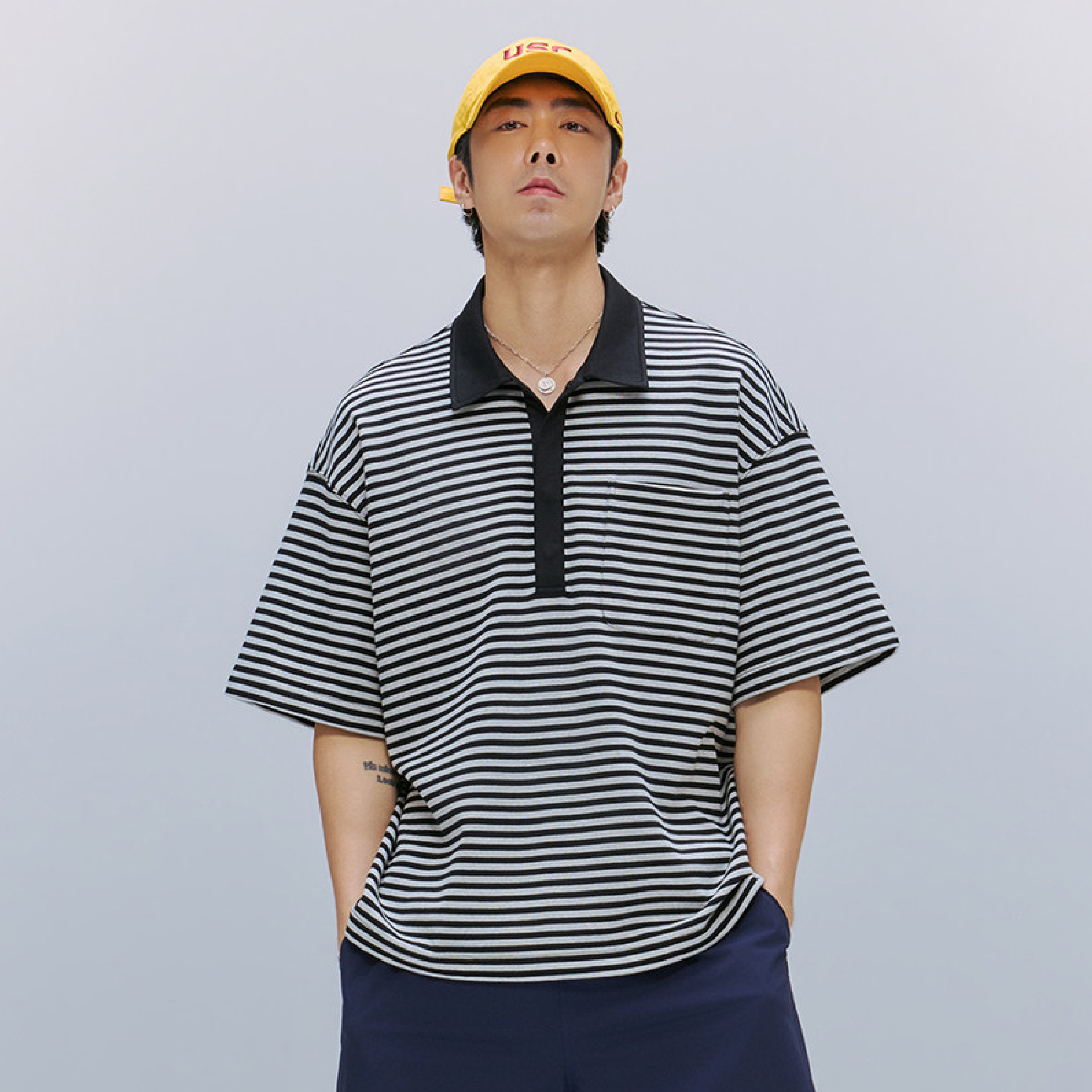 TANOXI Stripe Polo Shirt 透氣材質 條紋 短袖Polo衫 [TNX-T417]