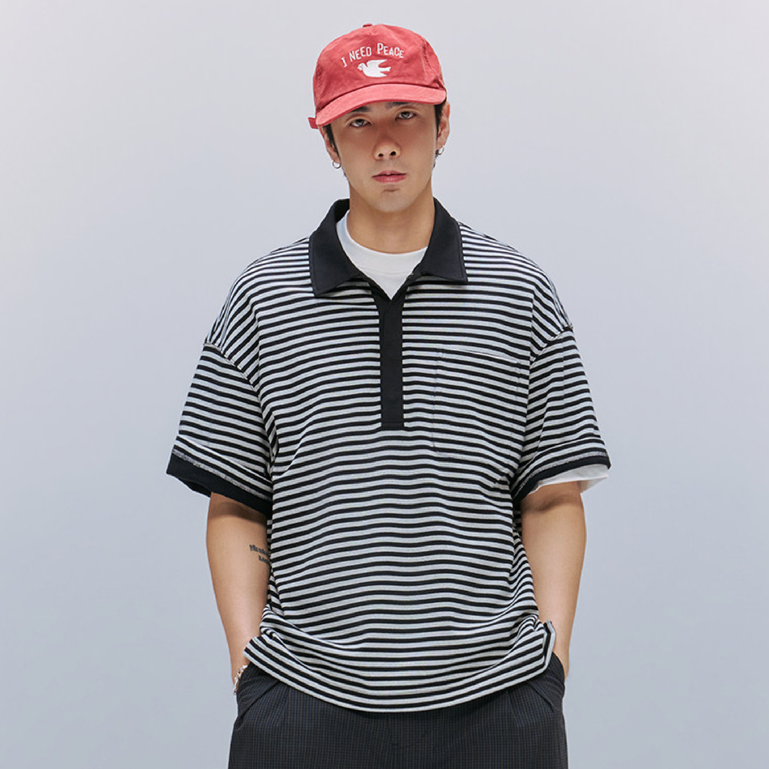 TANOXI Stripe Polo Shirt 透氣材質 條紋 短袖Polo衫 [TNX-T417]