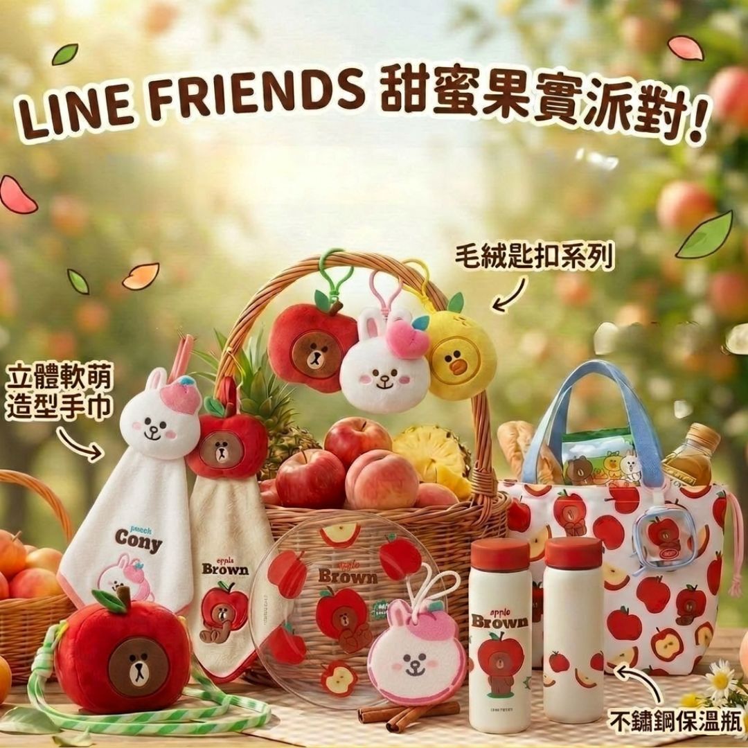 LINE FRIENDS 水果系列 3D多用途抹手毛巾-CONY