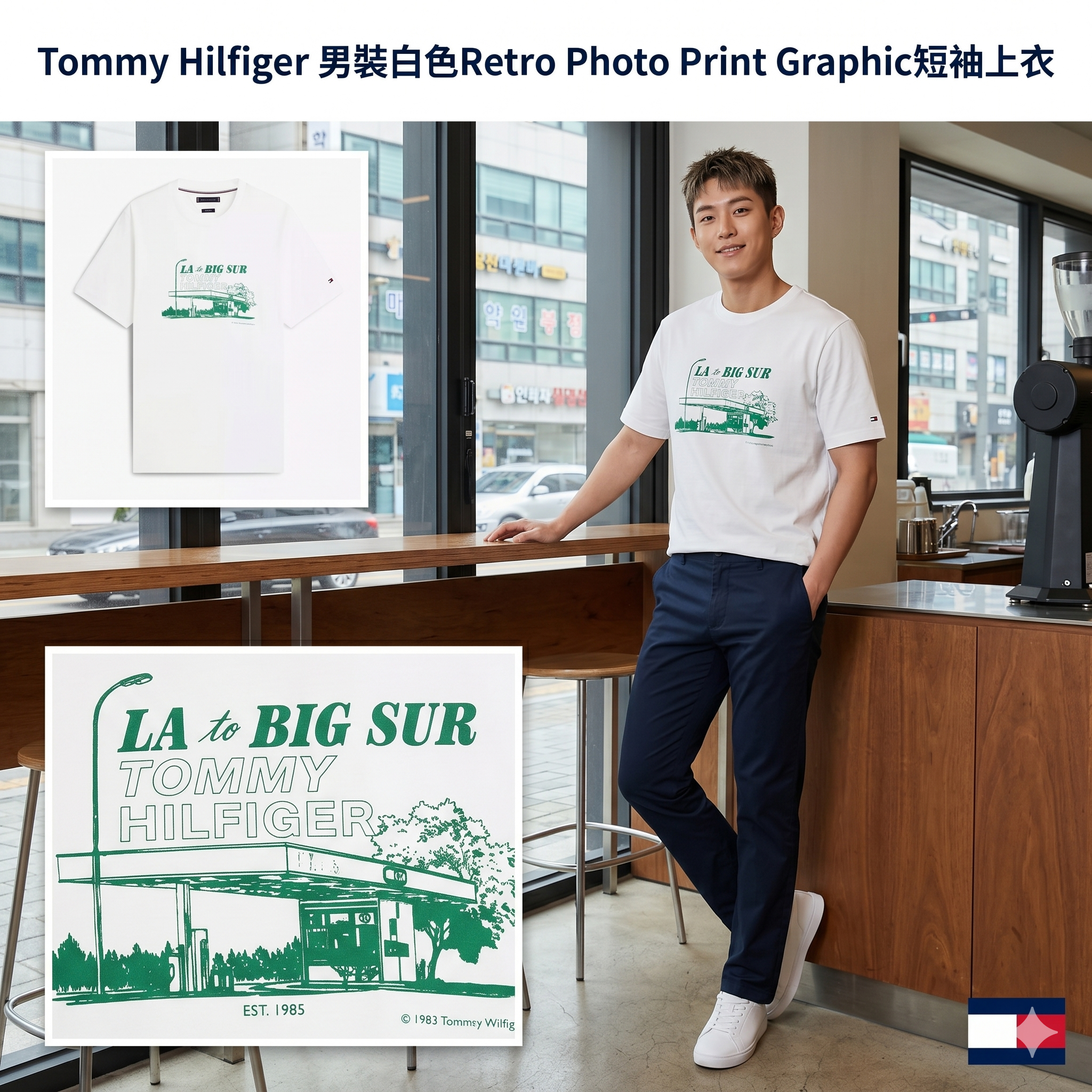 【預購】Tommy Hilfiger H051353 男裝白色Retro Photo Print Graphic短袖上衣