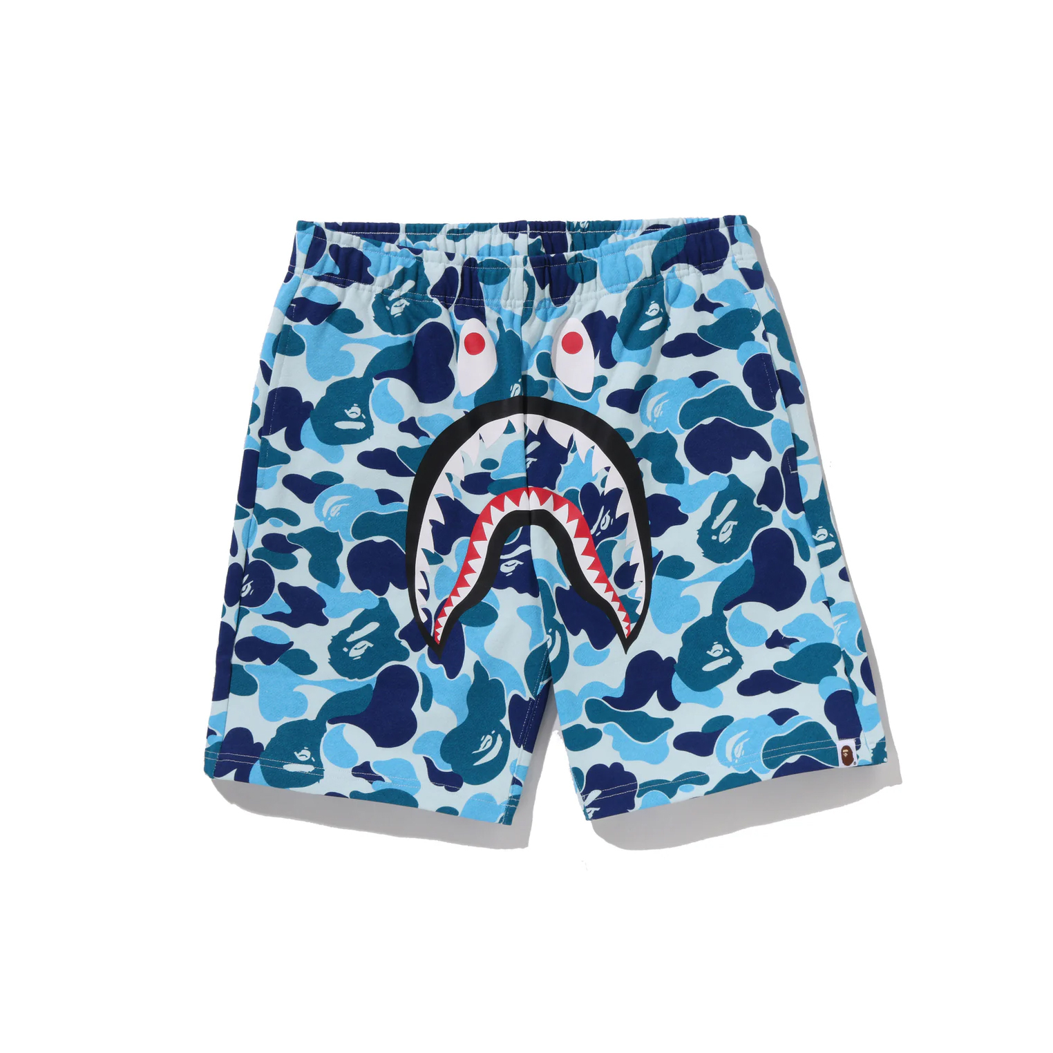 -(B5b04)-A BATHING APE BAPE CAMO SHORT 迷彩 鯊魚 短褲 藍色/粉色-1M30153004