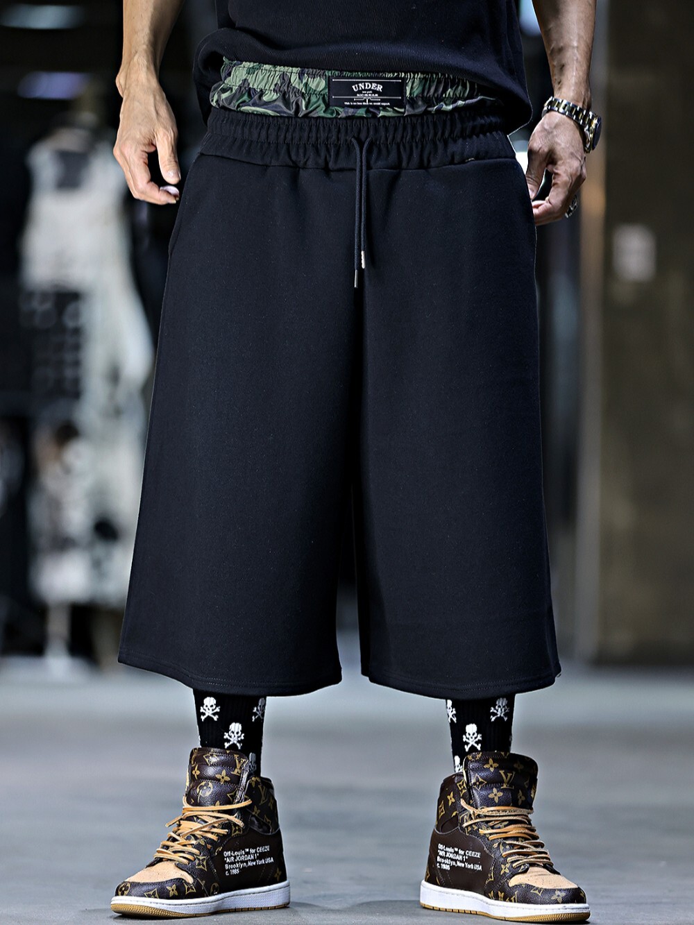 Camouflage baggy Bermuda pants