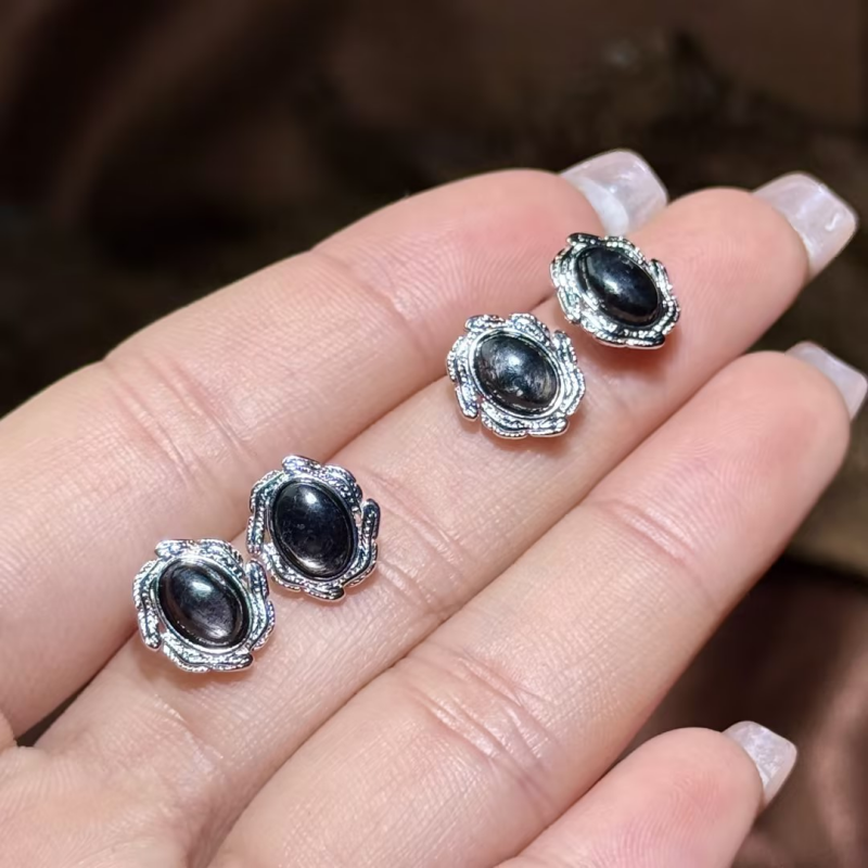 OTH-JJG0514-019 【GSJ】金運石耳釘 約10*9*4mm 耳釘10*9*4mm,合金,銀針-ES1424 (A19)