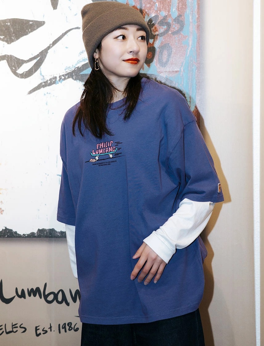 日本 Philip Lumbang Skateboard Print T-Shirt