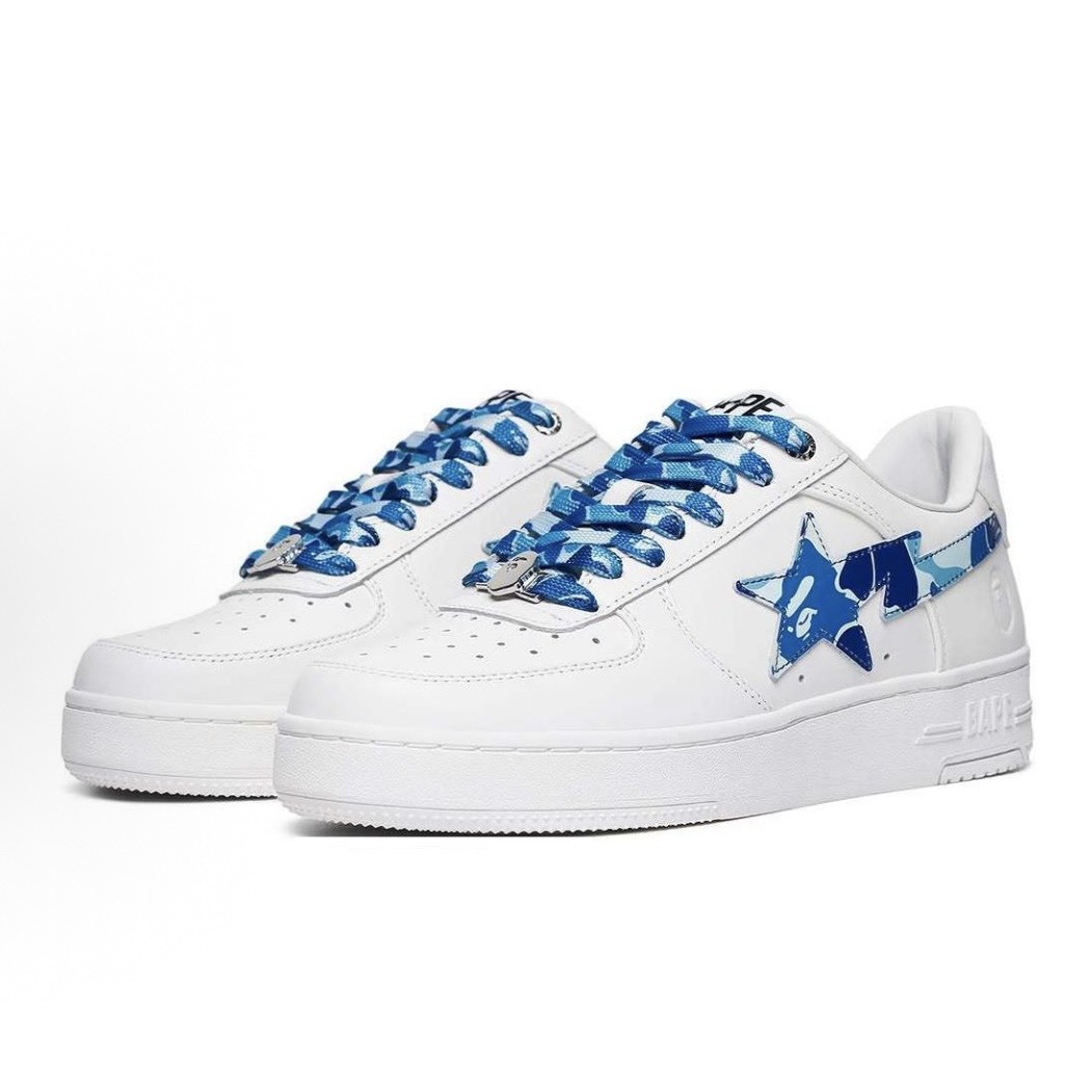 -(A1d)-A BATHING APE BAPE  STA  迷彩 流星 低筒 男鞋 藍色/綠色-1M30191330