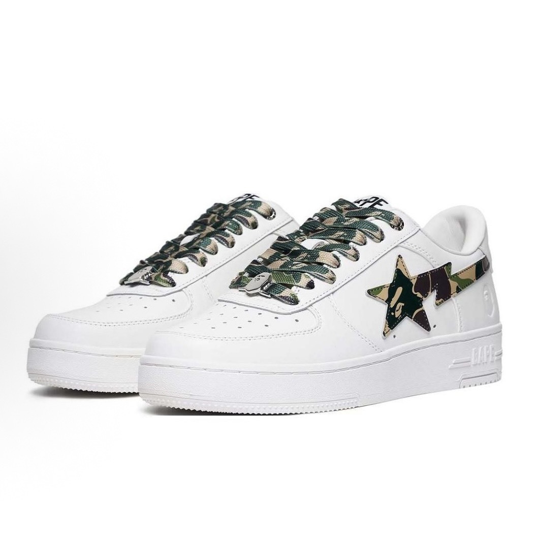 -(A1d)-A BATHING APE BAPE  STA  迷彩 流星 低筒 男鞋 藍色/綠色-1M30191330