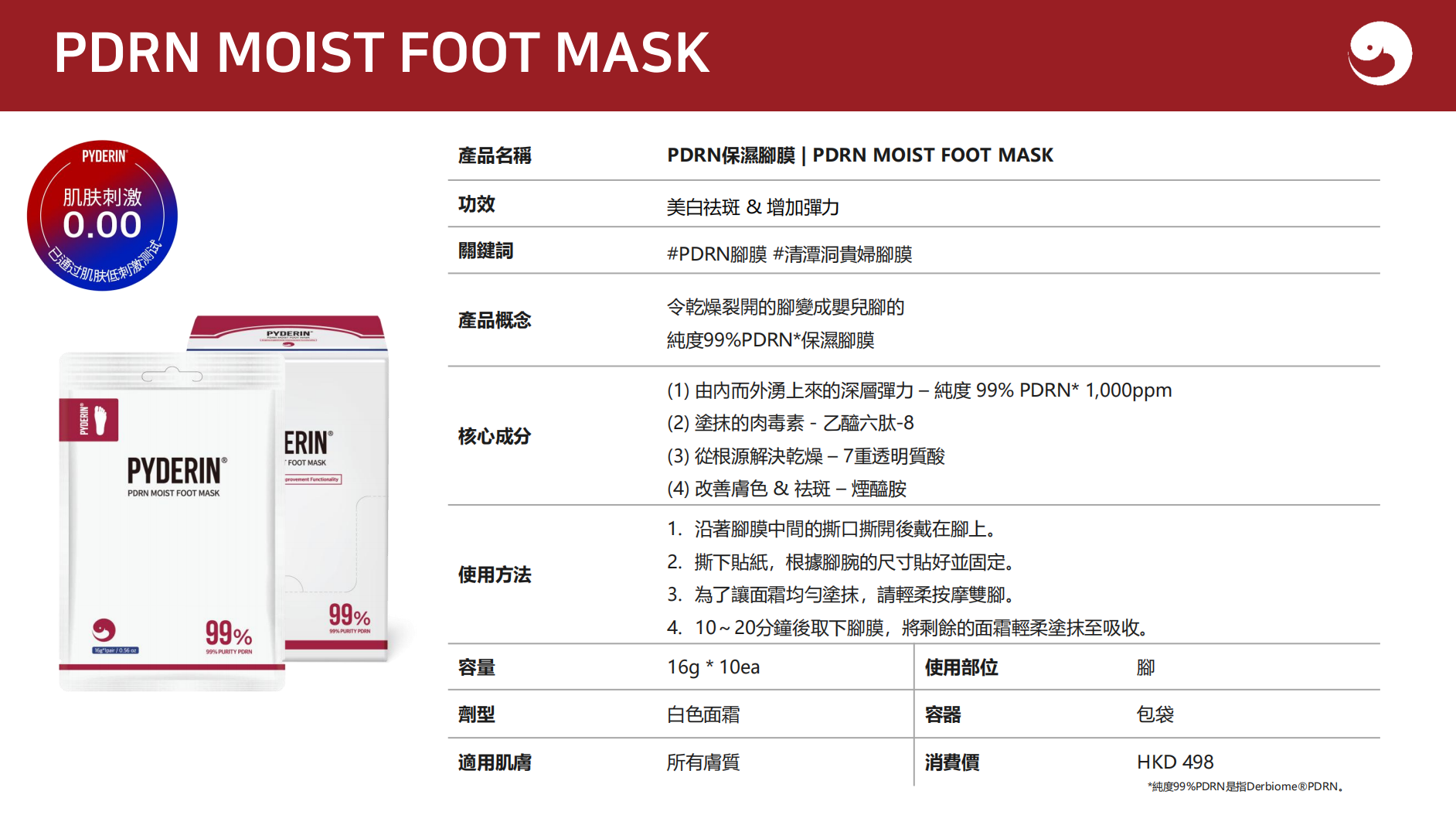 0514PD05-KOREATRIP-SKINCARE-PYDERIN 高濃度 PDRN 水光足膜 16g * 10對 EXP：2028.APR.14[買2送1]（A5）