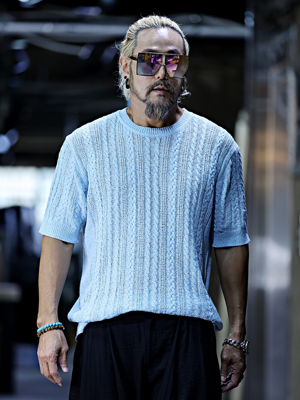Summer cable knit short sleeves