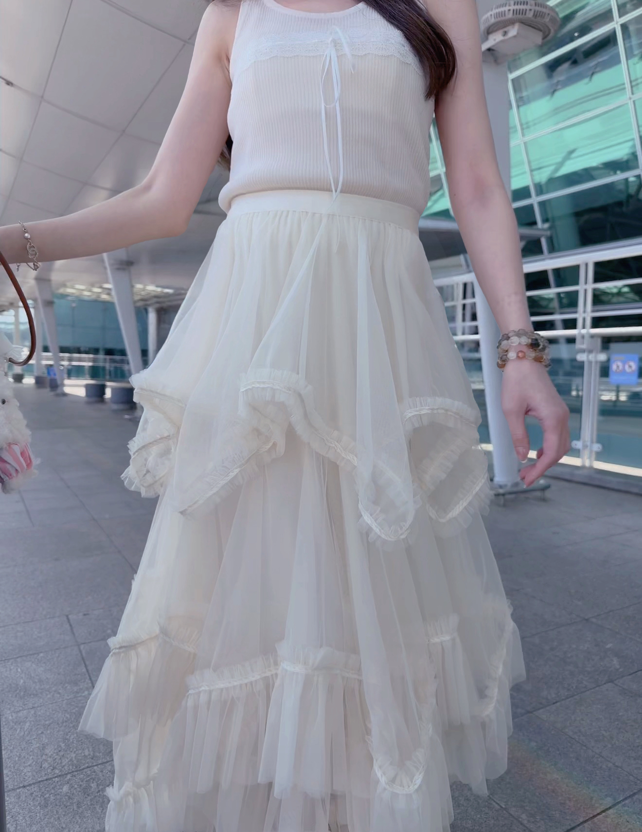 THE SWAN TULLE RUFFLE MAXI SKIRT 260512