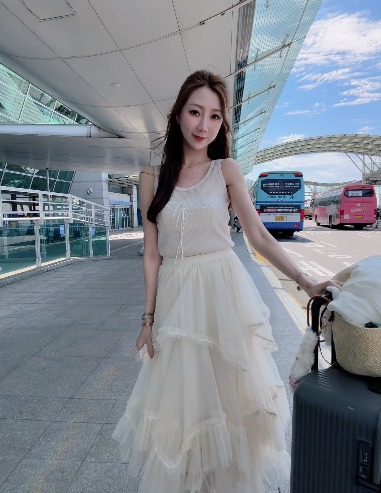 THE SWAN TULLE RUFFLE MAXI SKIRT 260512 0803B