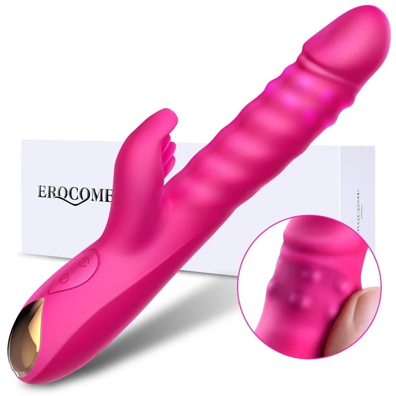 Erocome 摩羯座 兔子推撞旋轉震動棒 - 桃紅色