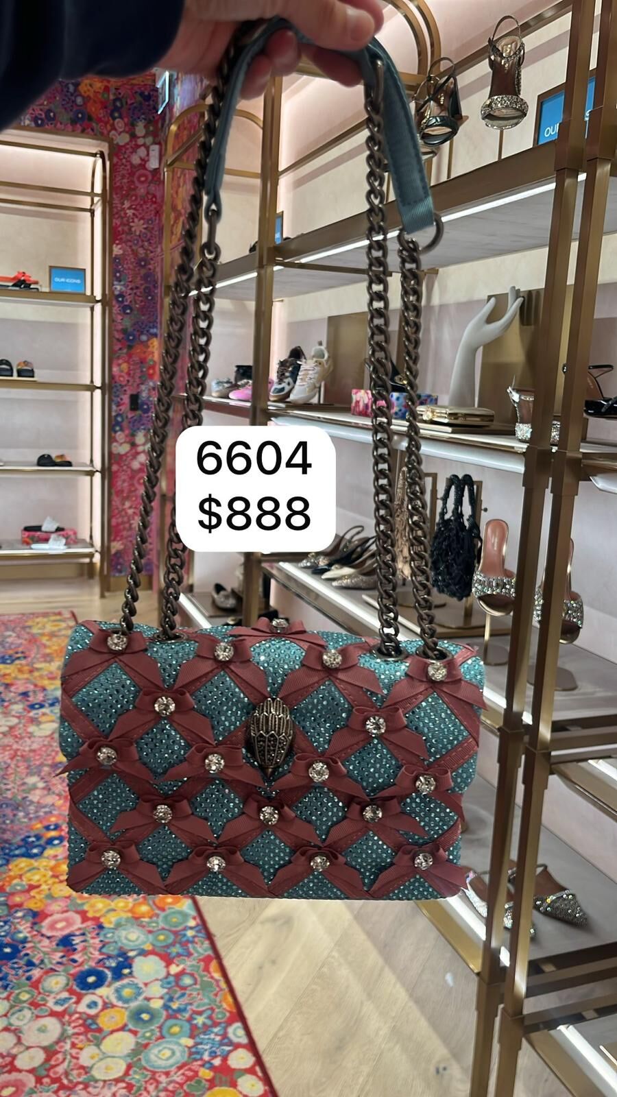 【預購】Kurt Geiger H051390 藍色菱格鏈條包