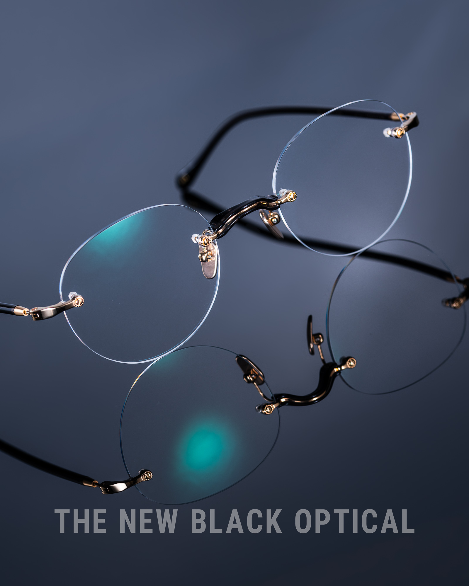 Masunaga x The New Black Optical Rimless Frame - BK/GP