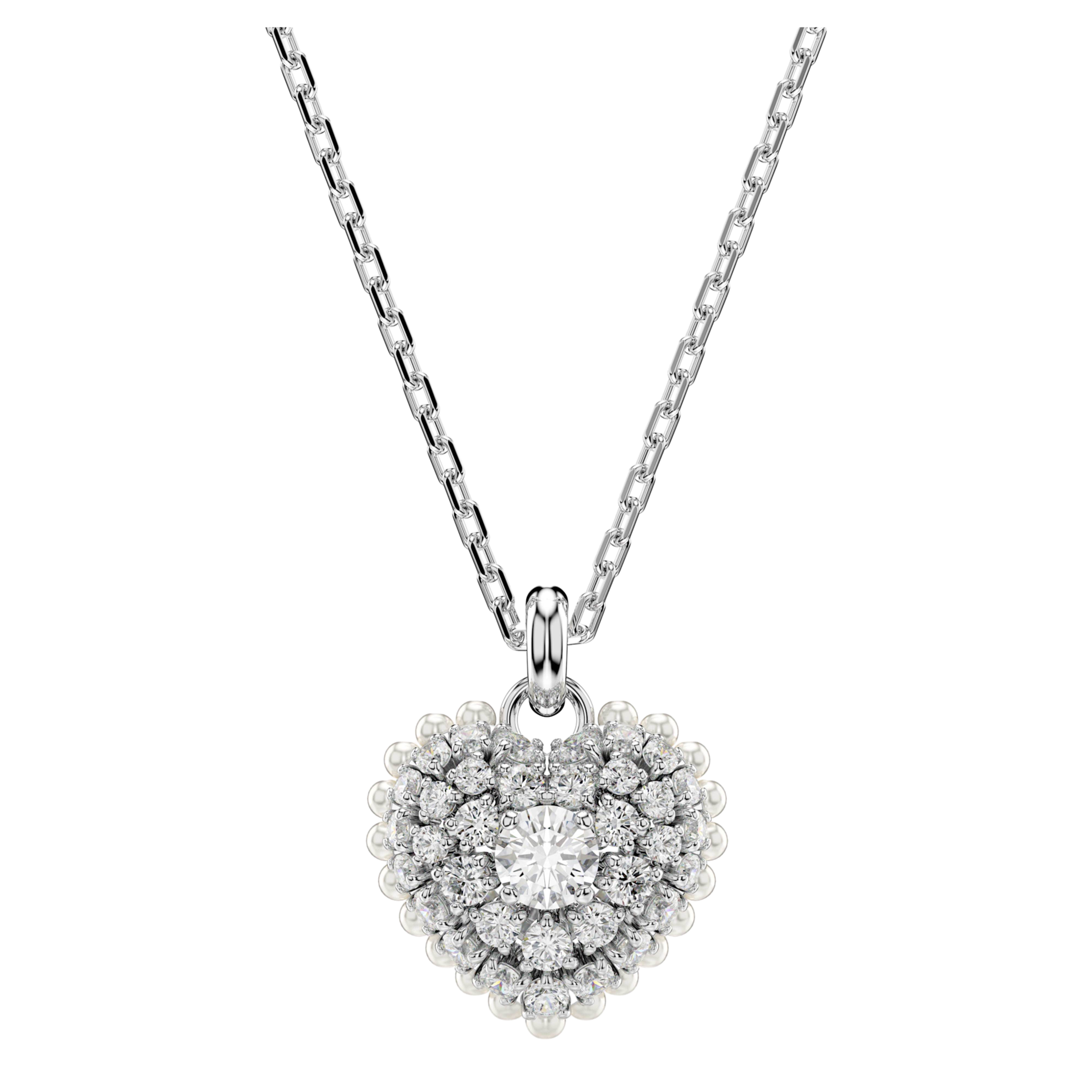 【Swarovski Outlet】Idyllia pendant Heart, White, Rhodium plated  銀