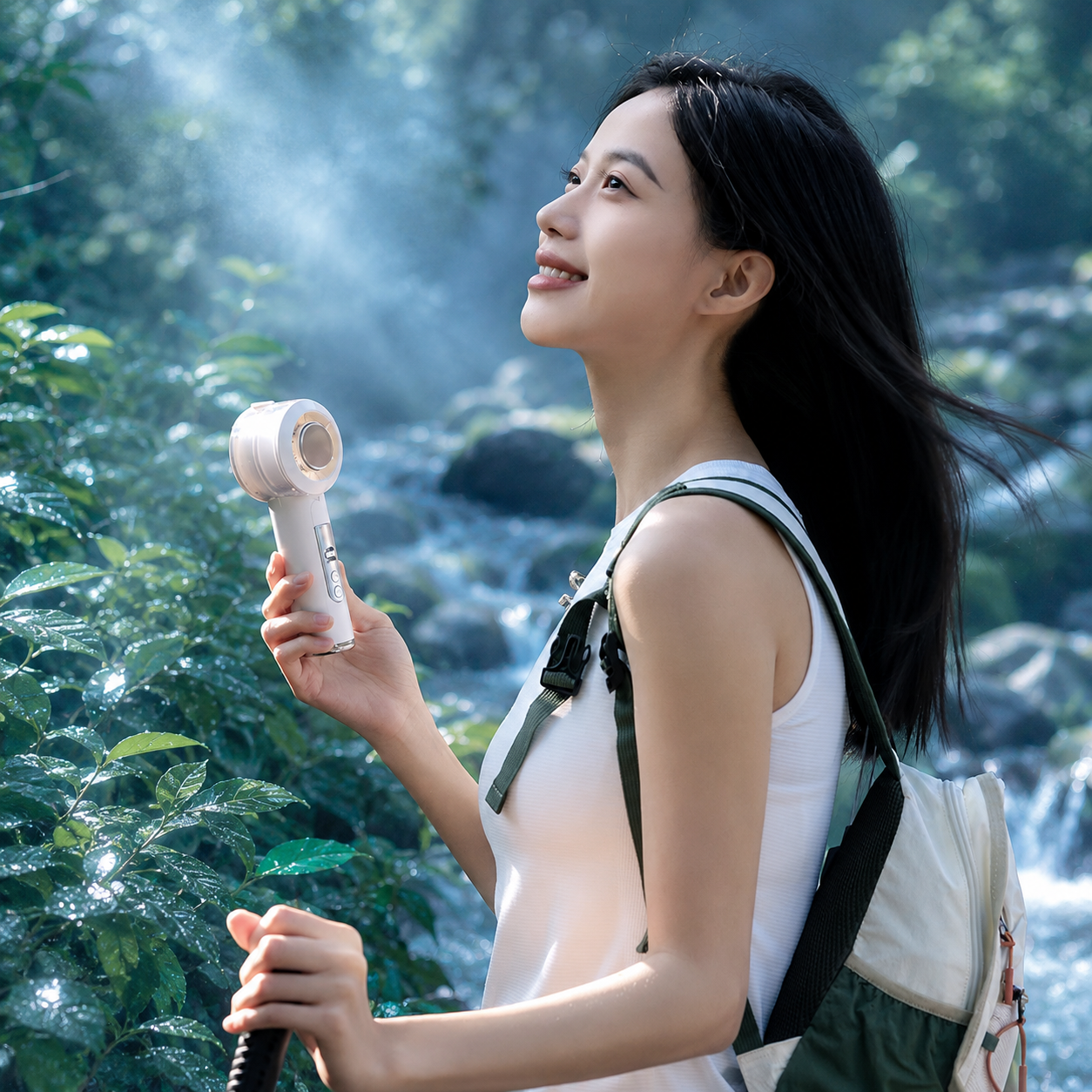 摩肯｜冷靜點 冰霧涼感扇｜吹風、冰敷、細霧三效合一，夏天隨身有夠涼！