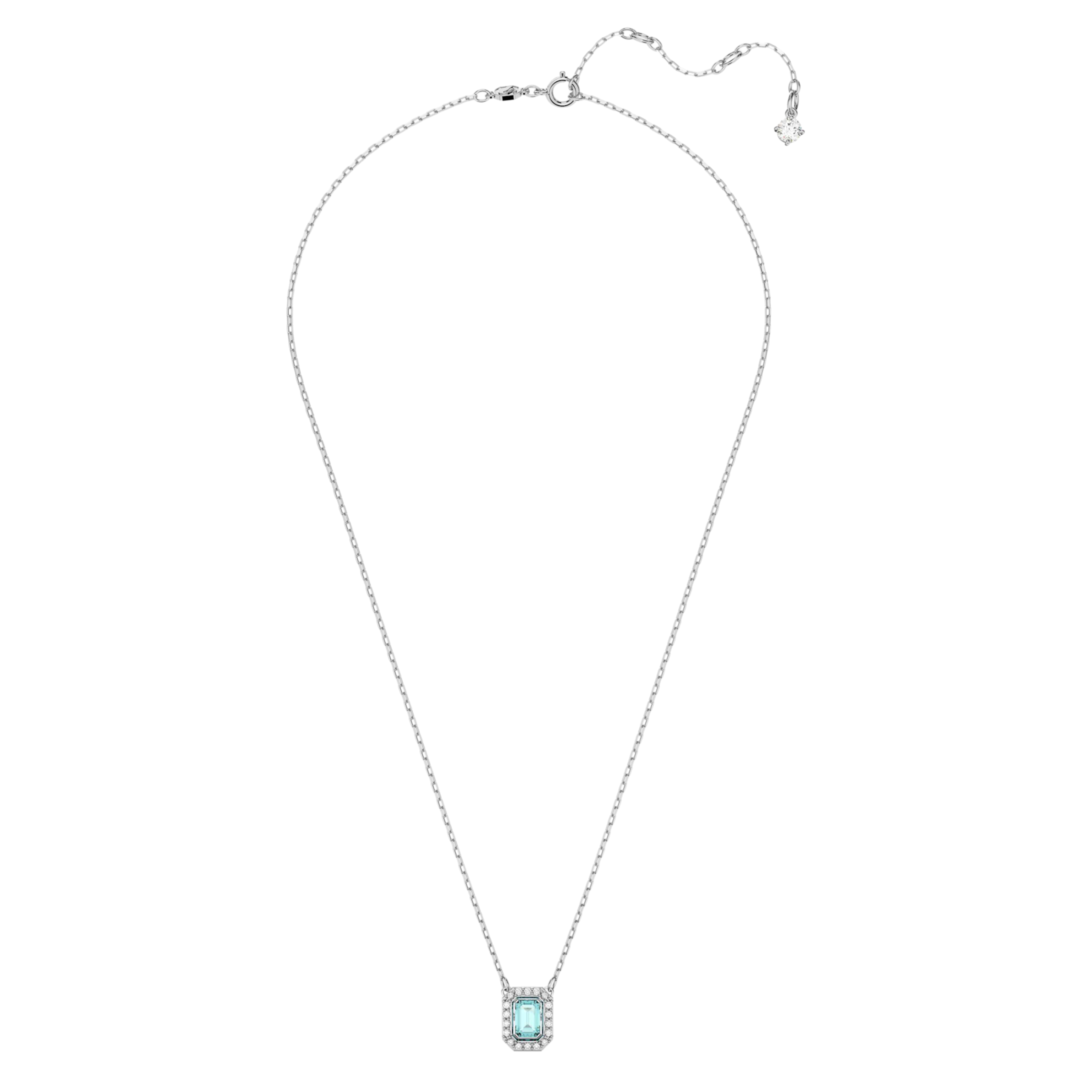 【Swarovski Outlet】Una necklace Octagon cut, Blue, Rhodium plated  藍