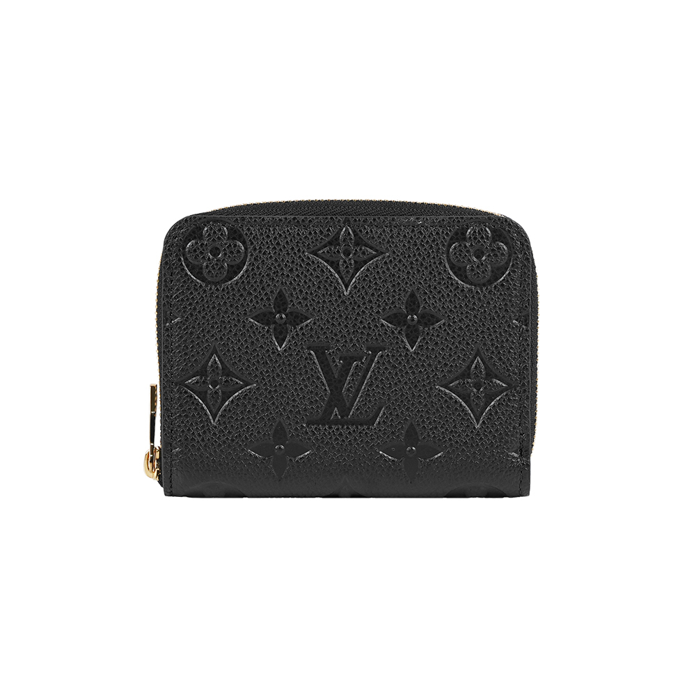 【Louis Vuitton】Monogram 牛皮壓紋ㄇ型拉鏈零錢包(黑色)