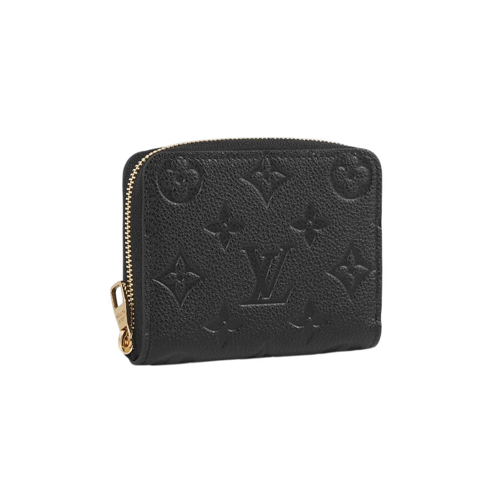【Louis Vuitton】Monogram 牛皮壓紋ㄇ型拉鏈零錢包(黑色)