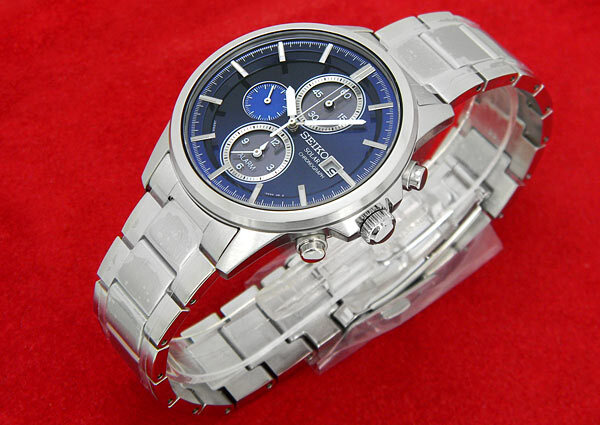 萬年鐘錶 - SEIKO SPIRIT  藍面太陽能三眼計時男錶  SBPY069G / V172-0AA0B  錶徑43.7MM
