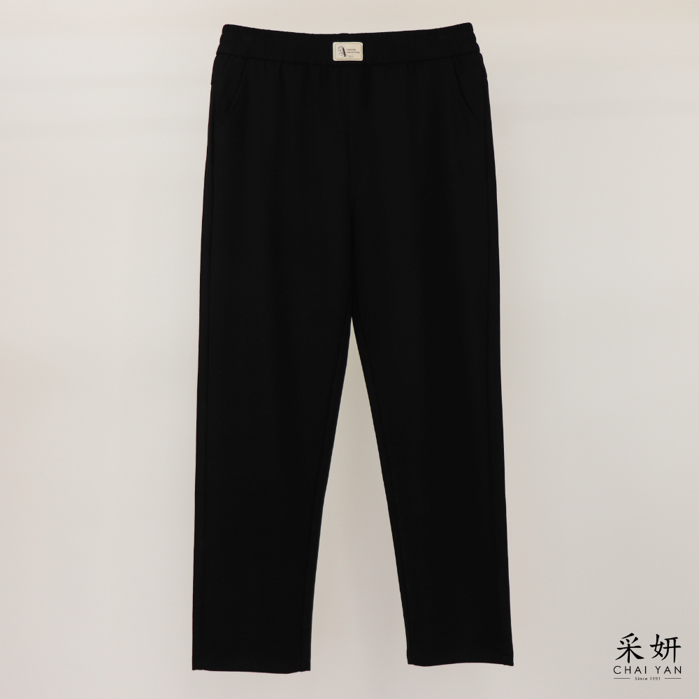 水鑽布標休閒錐型褲