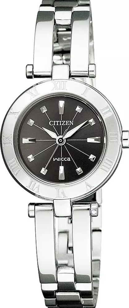 萬年鐘錶 - Citizen - Wicca   黑面光動能手環造型女錶 15-1571-01  錶徑24MM