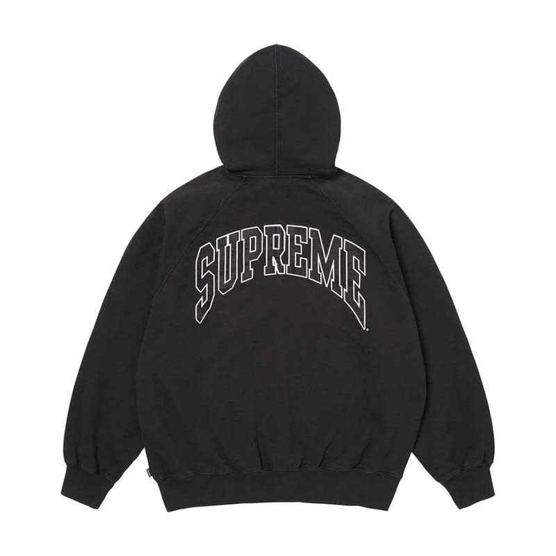 Supreme Cracked Raglan Zip Up Hooded Sweatshirt 裂紋印刷 拉鍊 連帽外套 黑色 SS26SW81-BK [台灣現貨]