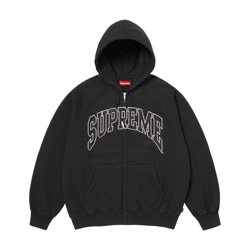 Supreme Cracked Raglan Zip Up Hooded Sweatshirt 裂紋印刷 拉鍊 連帽外套 黑色 SS26SW81-BK [台灣現貨]