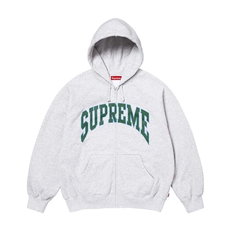 Supreme Cracked Raglan Zip Up Hooded Sweatshirt 裂紋印刷 拉鍊 連帽外套 灰色 SS26SW81-AY [台灣現貨]