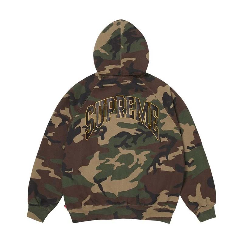 Supreme Cracked Raglan Zip Up Hooded Sweatshirt 裂紋印刷 拉鍊 連帽外套 迷彩綠色 SS26SW81-WO [台灣現貨]