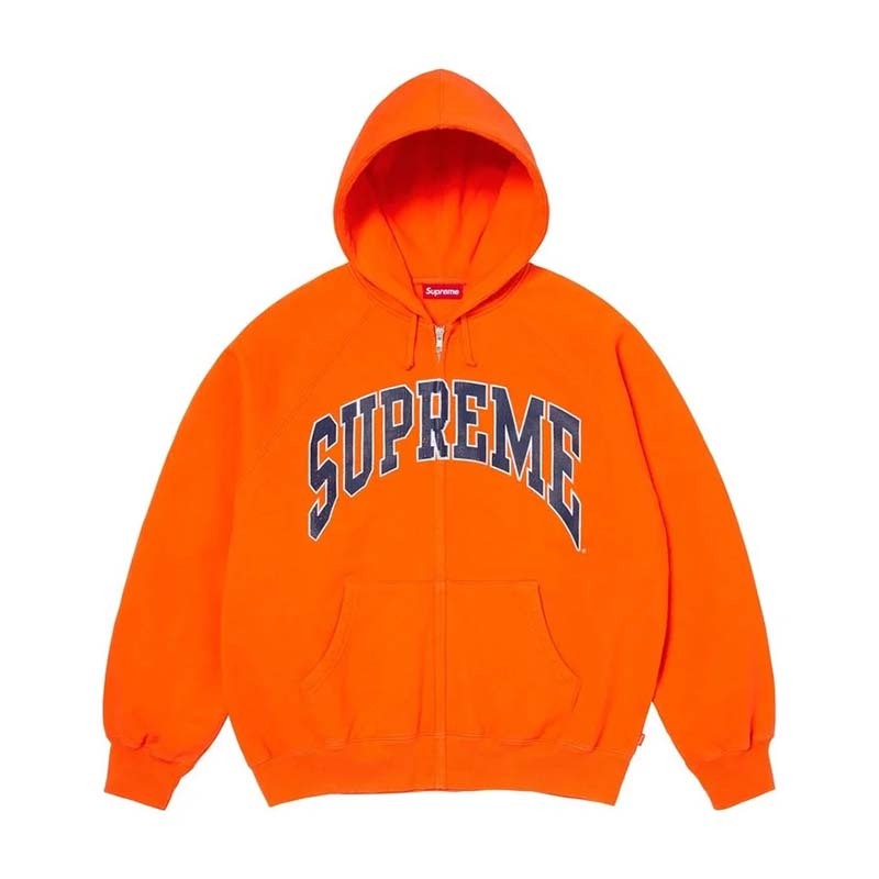 Supreme Cracked Raglan Zip Up Hooded Sweatshirt 裂紋印刷 拉鍊 連帽外套 橘色 SS26SW81-DE [台灣現貨]