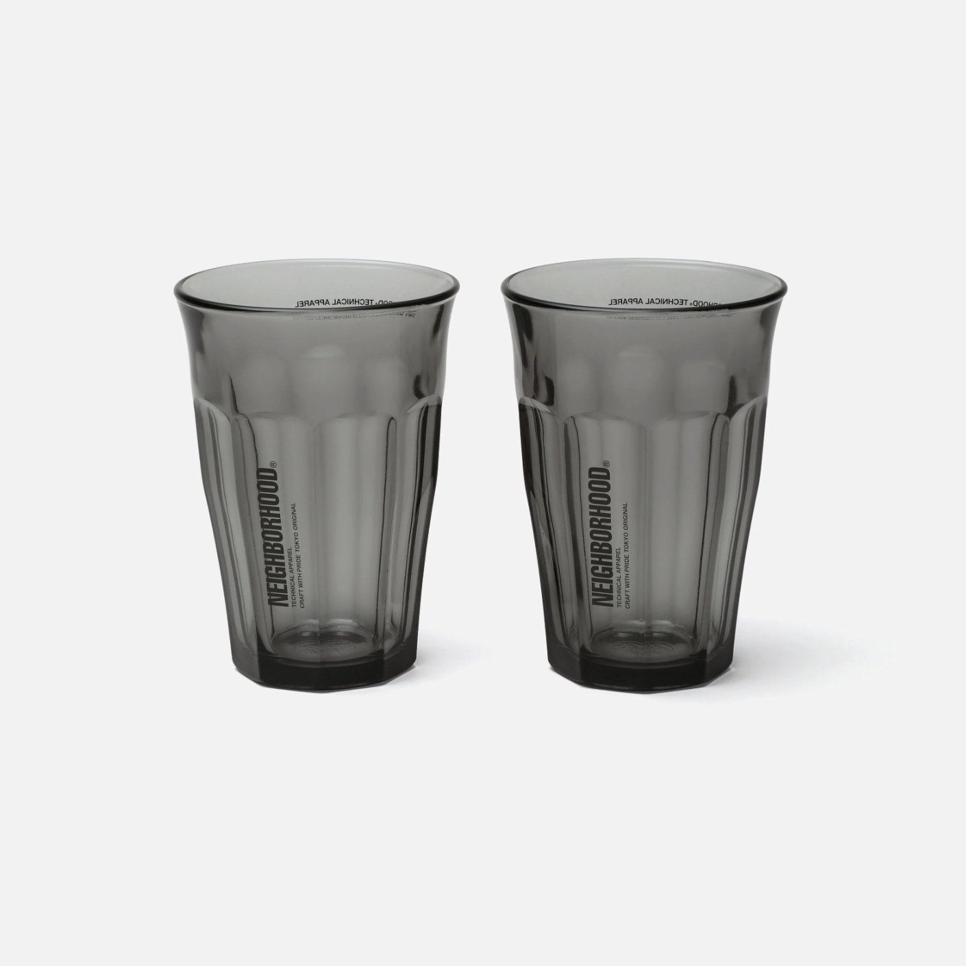-(C7d)-NEIGHBORHOOD  LOGO DURALEX GLASS-L SET 玻璃杯 水杯 Ｌ尺寸 一組兩入 灰色-261WFNH-AC06