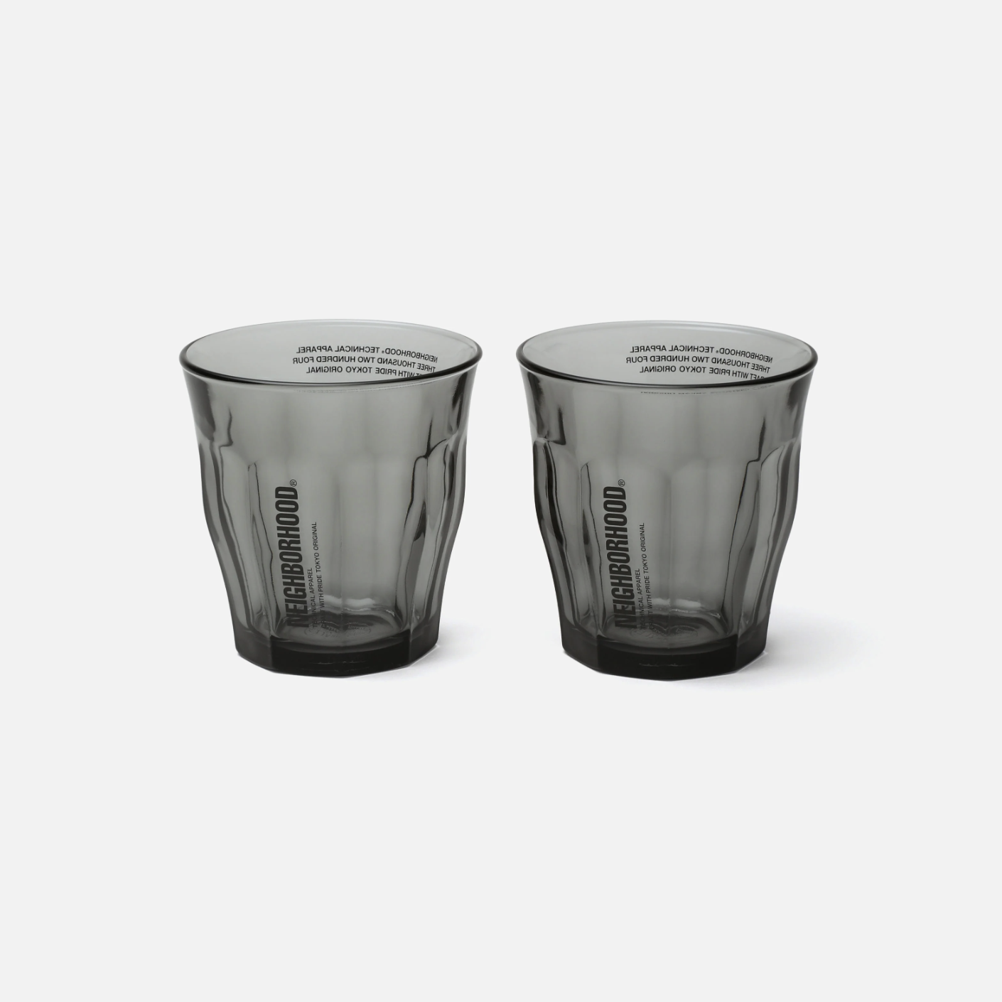 -(C7d)- NEIGHBORHOOD  LOGO DURALEX GLASS-M SET 玻璃杯 水杯 M尺寸 一組兩入 灰色-261WFNH-AC05
