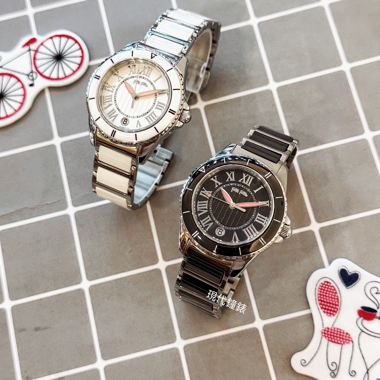【Folli Follie】羅馬半陶瓷對錶WF6T019BDW/XX(白) / WF6T019BDK/XX(38mm)黑) 現代鐘錶