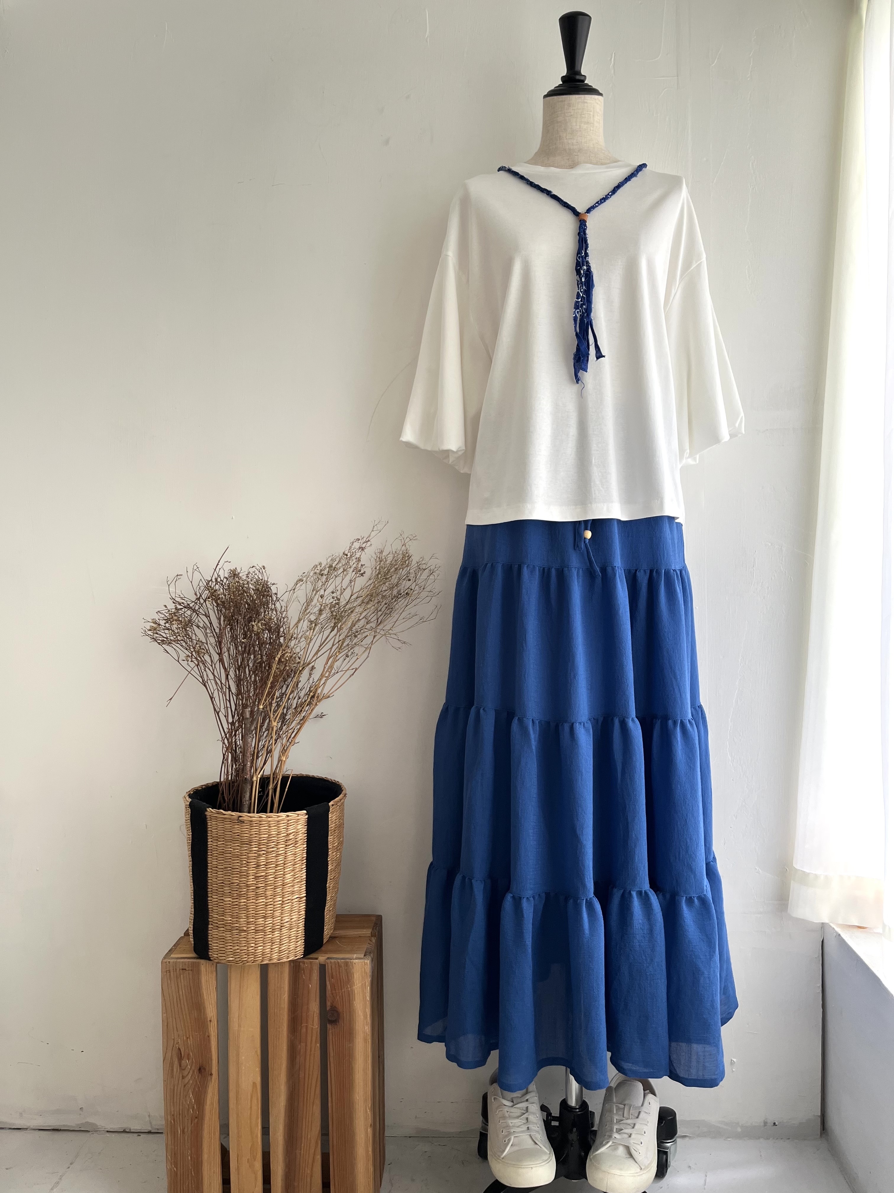 CHARM BERRYTIC藍色雪紡全橡筋裙