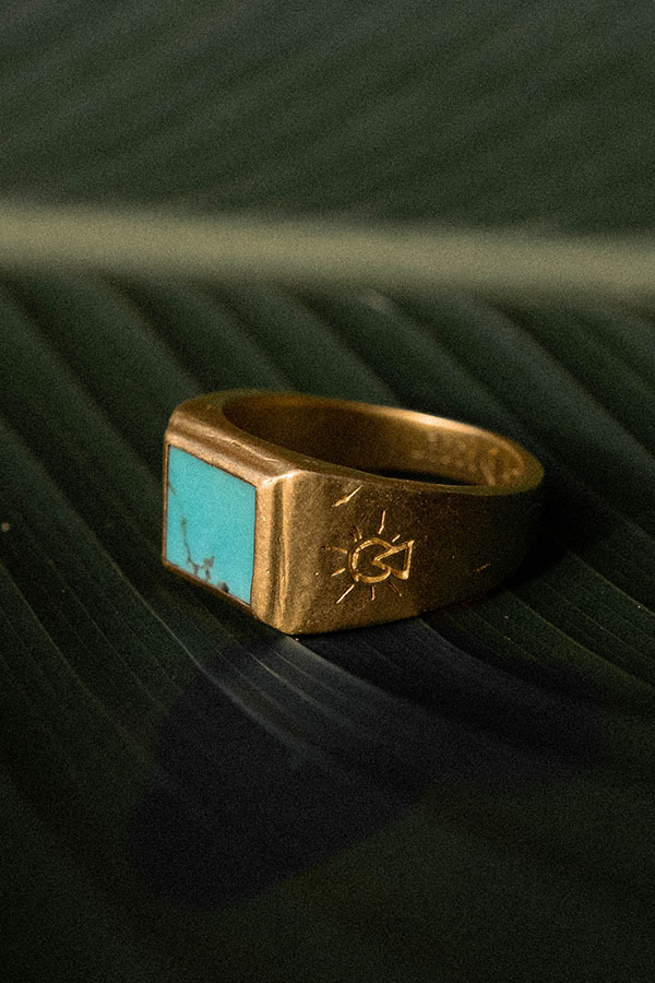 SALTY DAGGER - TIBETAN TURQUOISE DREAMER  24K 鍍金戒指