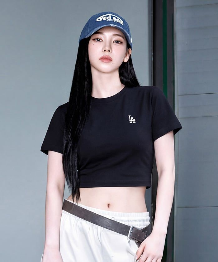MLB 女款修身短袖T恤 Karina同款 LA 3FTSB5063-07BKS