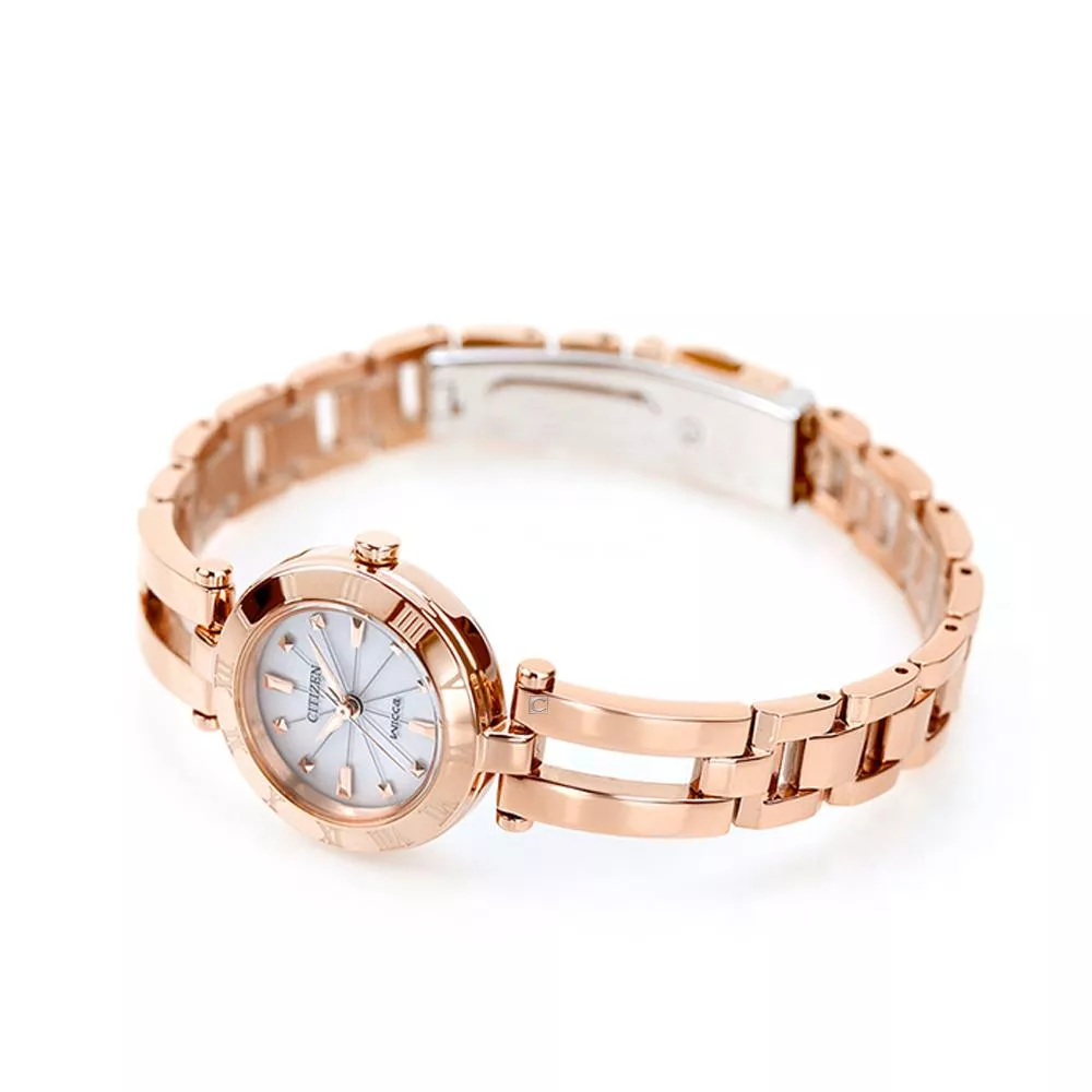 萬年鐘錶 - Citizen - Wicca   玫瑰金光動能手環造型女錶 15-1573-01 錶徑24MM