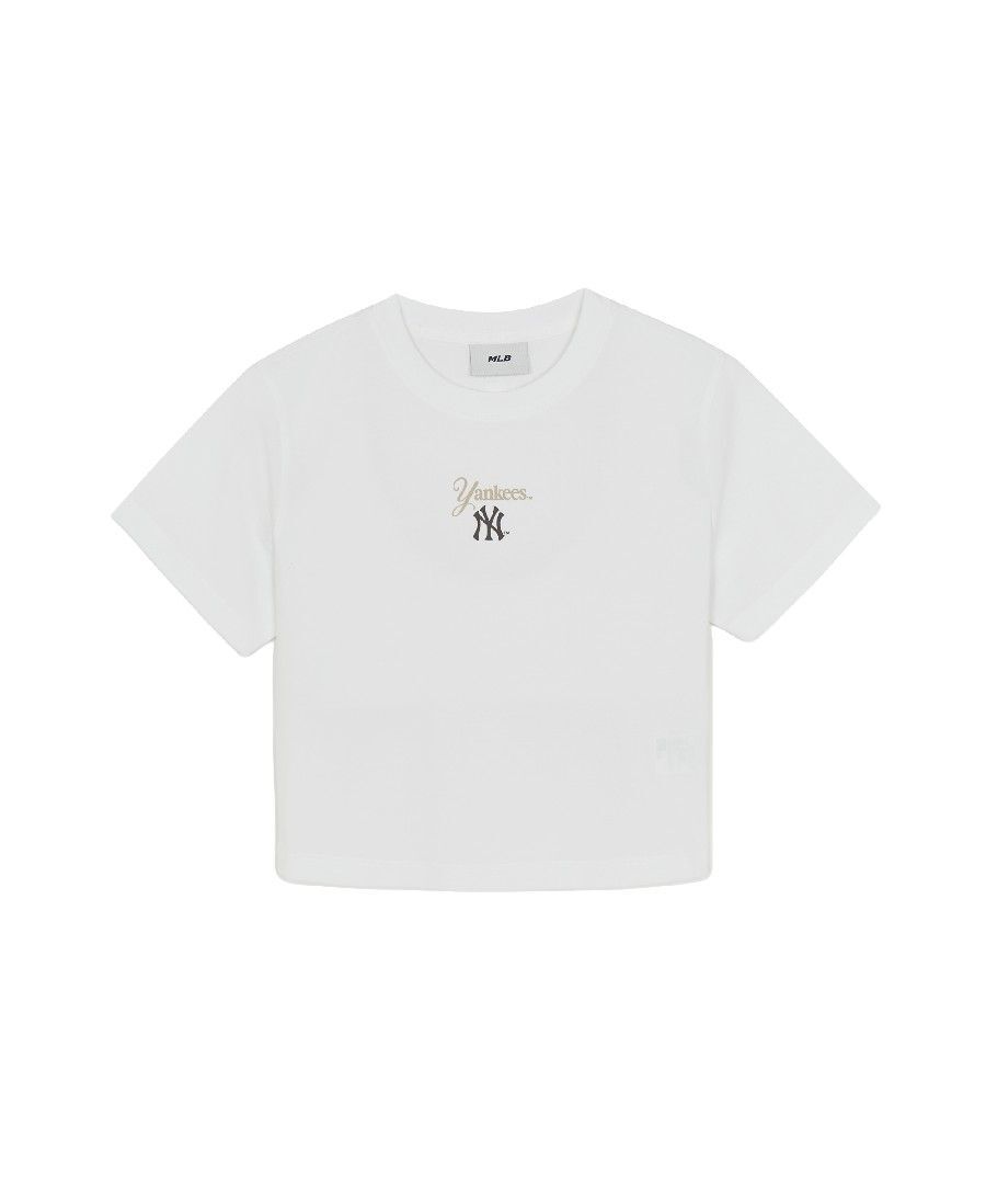 MLB 女款 Sheriff Logo 舒適版型短版短袖T恤 Karina同款 NY 3FTSB8463-50WHS