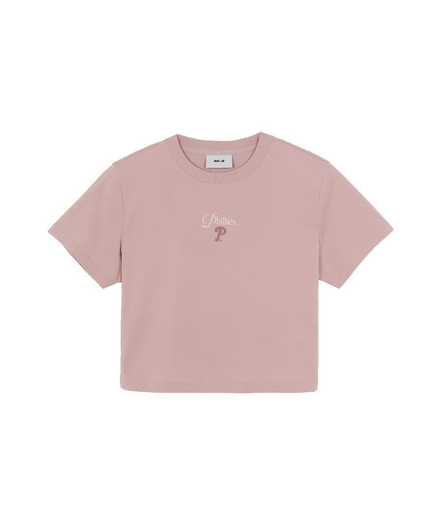 MLB 女款 Sheriff Logo 舒適修身短袖裁切上衣 3FTSB8463-10PKL