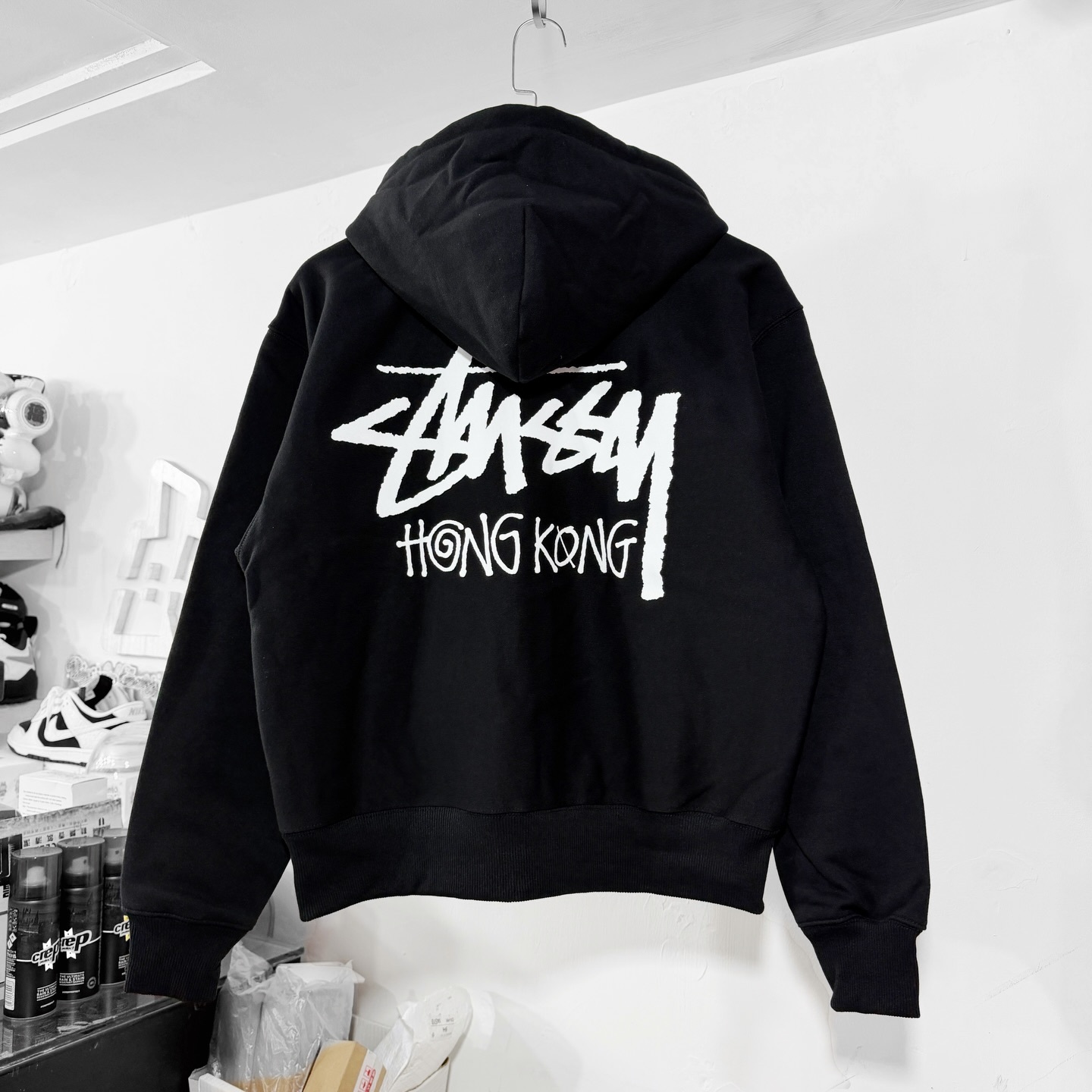 STUSSY STOCK HONGKONG ZIP UP HOODIE BLACK 香港限定拉鏈外套